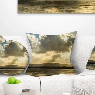 Design Art Heavy Clouds Over Foreshore Reserve Seashore Pillow In Blue