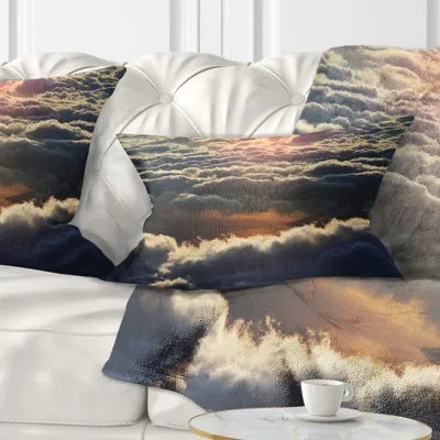 Design Art Heavy Dark Clouds At Sunset - Floral Printed Pillow