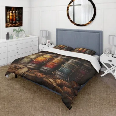 Design Art Hebrew Torah Scrolls - Judaism Duvet Cover Set - Microfiber Polyester In Black;orange