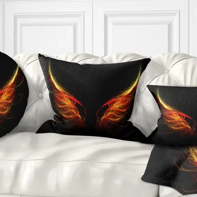 Design Art Hell Wings On Black Background - Abstract Printed Pillow