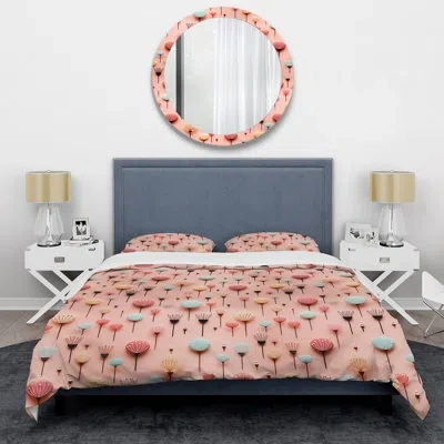 Design Art Hennings Pastel Pink Glam Candle Ii - Abstract Duvet Cover Set - Microfiber Polyester In White;pink