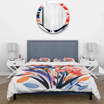 Design Art Henri Matisse Style Floral Pattern Iii - Assorted Bouquets Duvet Cover Set In Blue;red