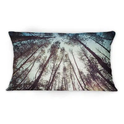 Design Art High Forest Trees And Blue Sky -1 Traditional Printed Throw Pillow