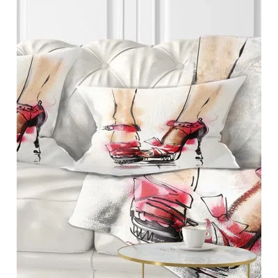 Design Art High Heel Fashion Shoes - Street Art Printed Pillow In Black;red