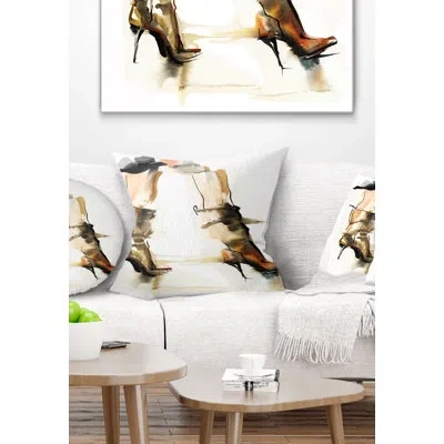 Design Art High Heel Shoes - Street Art Printed Pillow In Black;gold
