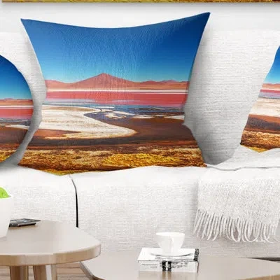 Design Art High Mountains In Bolivia - Landscape Printed Pillow In Blue