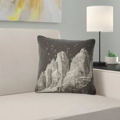 Design Art High Peaks Of Dolomites Italian Alps - Landscape Printed Pillow In Black