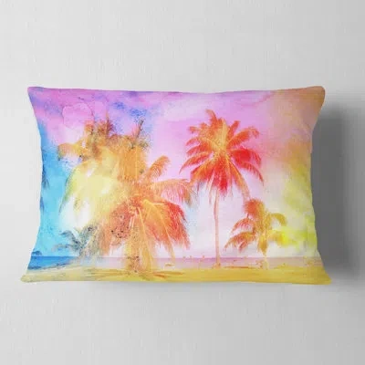 Design Art High Rise Retro Palm Trees - Forest Printed Pillow