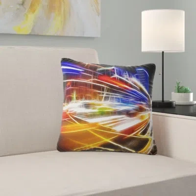 Design Art High Speed Traffic Trails - Cityscape Printed Pillow