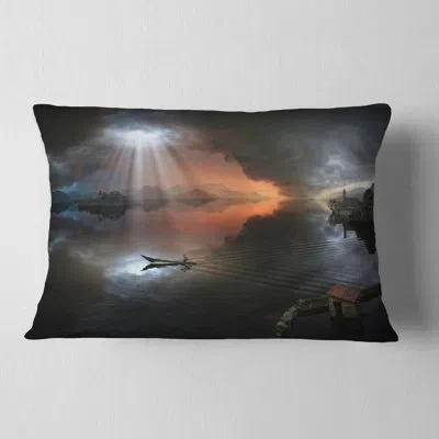 Design Art High Water Photo Collage - Sea & Shore Printed Throw Pillow In Black;white