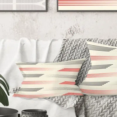 Design Art Horizontal Retro Geometrical Pattern I - Mid-century Modern Printed Throw Pillow