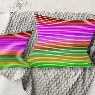 Design Art Horizontal Retro Geometrical Pattern Ii - Mid-century Modern Printed Throw Pillow In Pink