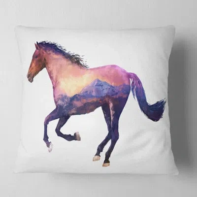 Design Art Horse Double Exposure - Animal Printed Pillow In Brown