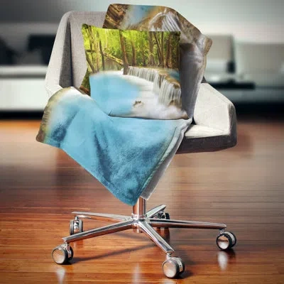 Design Art Huai Mae Kamin Waterfall - Landscape Printed Throw Pillow