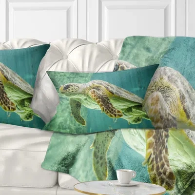 Design Art Huge Turtle Swimming - Animal Printed Pillow