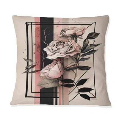 Design Art Hyper Realistic Minimalism Abstract Roses I - Rose Printed Throw Pillow In Beige;pink