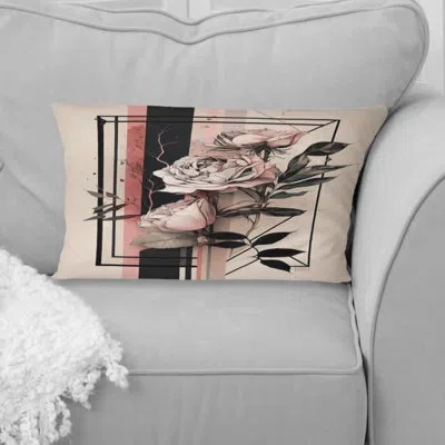 Design Art Hyper Realistic Minimalism Abstract Roses I - Rose Printed Throw Pillow In Beige;pink