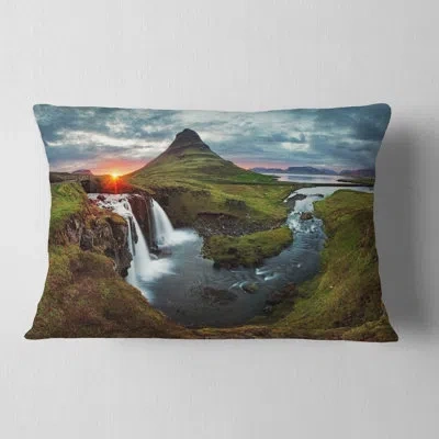 Design Art Iceland Landscape Spring - Landscape Printed Throw Pillow