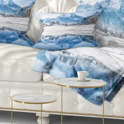 Design Art Icy Winter Mountain Alps - Landscape Printed Pillow