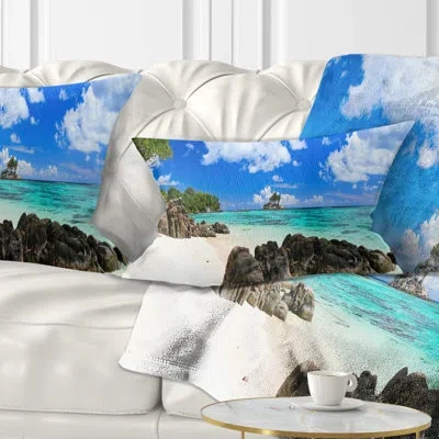 Design Art Ideal Beach In Seychelles Seascape Photography Pillow