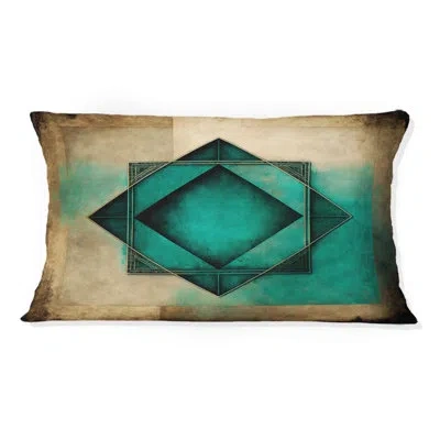 Design Art Impermanence Japanese Vintage Art Iii - Abstract Geometric Printed Throw Pillow In Blue;beige