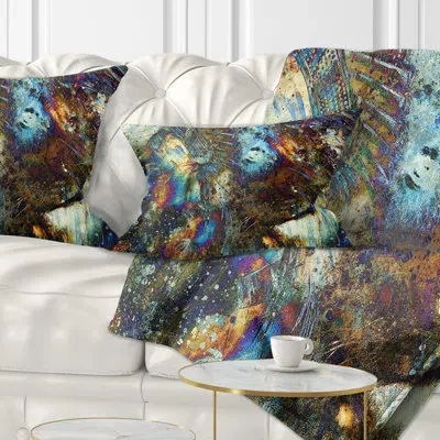 Design Art Indian Woman Collage With Lion - Indian Printed Pillow