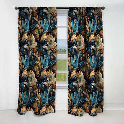 Design Art Industrial Chic Paisley Pattern Iii - Floral Curtain - Blackout Floral Curtain - 1 Panels In Blue;yellow