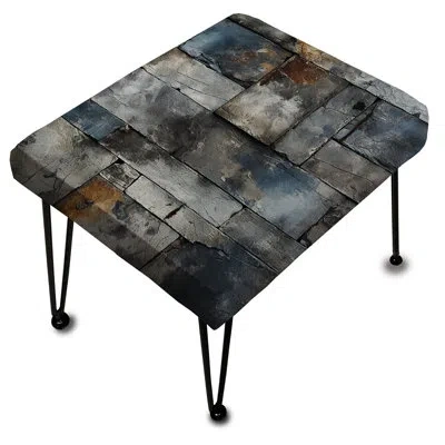 Design Art Industrial Concrete Wall Illusion - Brick Rectangle Ottoman In Gray