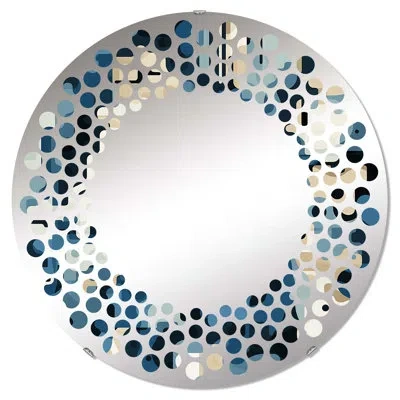 Design Art Industrial Fusion Iii - Polka Dot Wall Mirror Circle In Blue