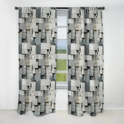 Design Art Industrial Harmony I - Abstract Curtain - Blackout Geometric Shapes Curtain - 1 Panels In Gray
