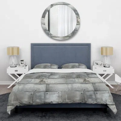 Design Art Industrial Minimalism - Geometric Duvet Cover Set - Microfiber Polyester In Gray