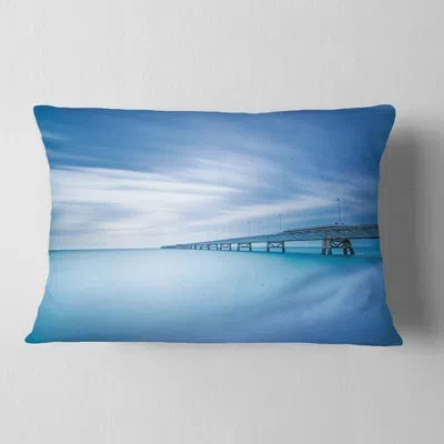Design Art Industrial Pier In The Sea - Sea & Shore Printed Throw Pillow