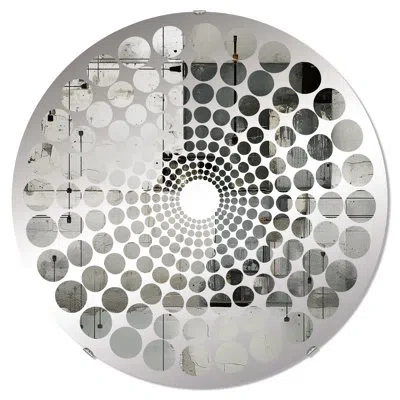 Design Art Industrial Tranquility - Radial Dot Decorative Mirror Circle In Grey;grey