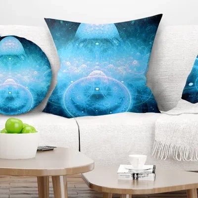 Design Art Infinite Light Blue Universe - Floral Printed Pillow