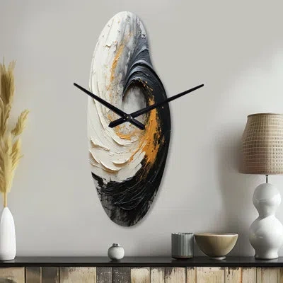 Design Art Infinite Motion Iv - Abstract Spirals Irregular Shape Metal Wall Clock, Yellow Asymmetrical Wall Clo In Gray;yellow