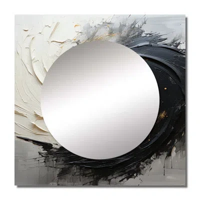Design Art Infinite Motion Iv - Abstract Square Mirror Wall Decor For Bedroom In Gray;yellow