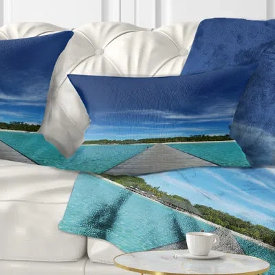 Design Art Infinite Sea Pier - Sea & Shore Printed Pillow