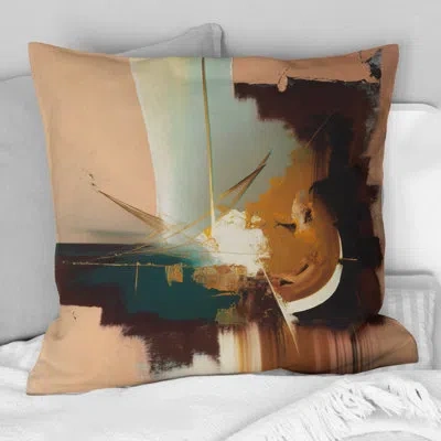 Design Art Infinity Terra Rosa Possibilities Iii - Abstract Printed Throw Pillow In Brown;beige