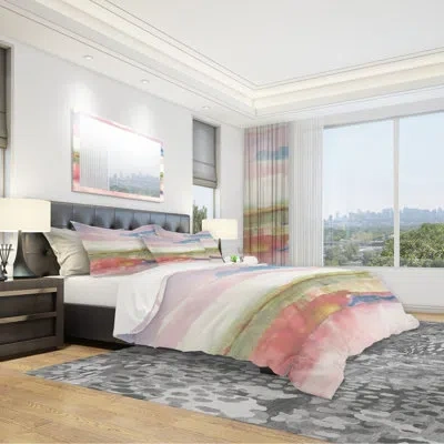 Design Art Influence Of Line And Color Gold Bright - Shabby Elegance Duvet Cover Set - Microfiber Polyester In Multicolor