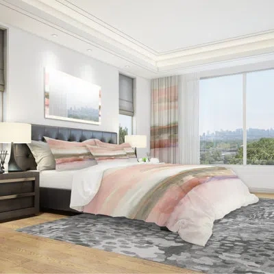 Design Art Influence Of Line And Color - Traditional Floral Duvet Cover Set - Microfiber Polyester In Beige