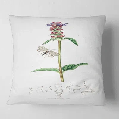 Design Art Insects And Plants Ii Square Pillow Cover And Insert In Green