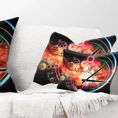 Design Art Interesting Clock - Abstract Printed Throw Pillow