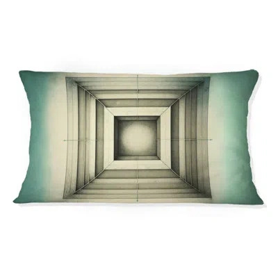 Design Art Intimate Illustrations In Faded Retro Tones Iii - Abstract Geometric Printed Throw Pillow In Blue;beige