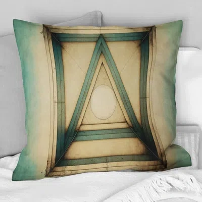 Design Art Intimate Illustrations In Faded Retro Tones Iv - Abstract Geometric Printed Throw Pillow In Blue;beige