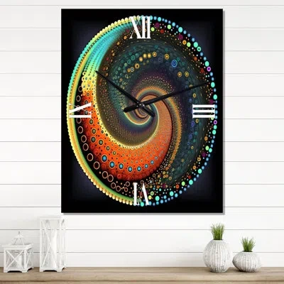 Design Art Iridiscdent Pointillism Spiral Retro Rainbow Ii - Geometric Modern Wall Clock In Multi-color