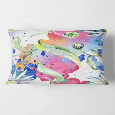 Design Art Iridiscent Daisy Flowers Rectangular Pillow Cover & Insert