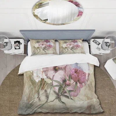 Design Art Iris Bouquet Floral Design - Traditional Duvet Cover Set - Microfiber Polyester