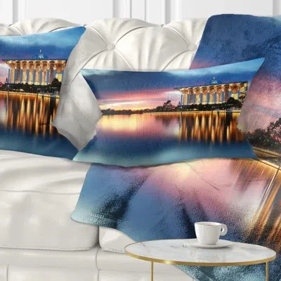 Design Art Iron Mosque Malaysia Panorama Seashore Photo Pillow