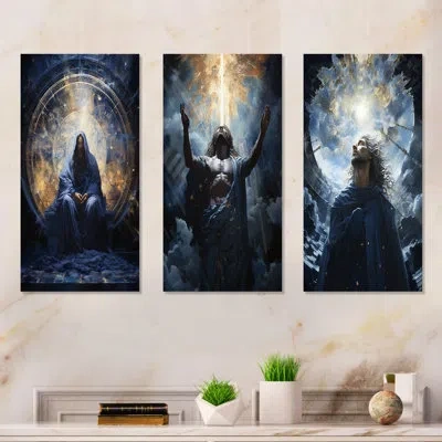 Design Art Isaiahs Insight Indigo Christianity - Christianity Metal Wall Art Living Room Set Of 3