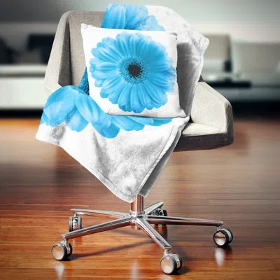 Design Art Isolated Blue Flower - Floral Printed Pillow In Throw Pillow